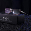 Men Anti Fatigue & Blue-ray Rimless Rhinestone Trimmed Presbyopic Glasses, +1.50D