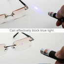 Men Anti Fatigue & Blue-ray Rimless Rhinestone Trimmed Presbyopic Glasses, +1.50D