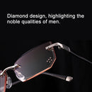Men Anti Fatigue & Blue-ray Rimless Rhinestone Trimmed Presbyopic Glasses, +1.50D