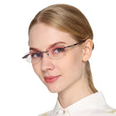 Women Rimless Rhinestone Trimmed Purple Presbyopic Glasses, +1.50D