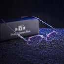 Women Rimless Rhinestone Trimmed Purple Presbyopic Glasses, +3.50D