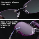 Women Rimless Rhinestone Trimmed Purple Presbyopic Glasses, +3.50D