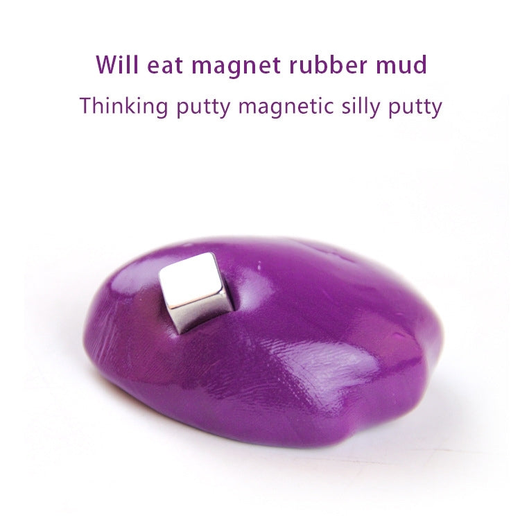 DIY Plasticine Slime Magnetic Rubber Mud Stress Reducer Anti-Anxiety Bouncing Putty Magic Clay Education Toy for Kids and Adults, Small Iron Box Size: 6x2.5cm(Black)