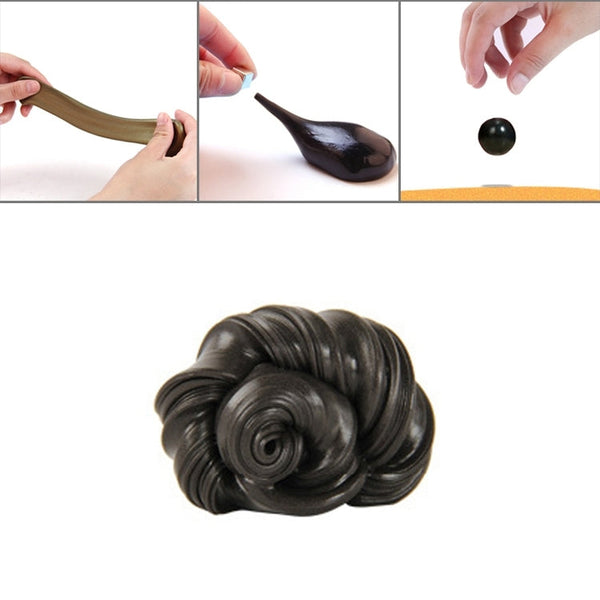 DIY Plasticine Slime Magnetic Rubber Mud Stress Reducer Anti-Anxiety Bouncing Putty Magic Clay Education Toy for Kids and Adults, Small Iron Box Size: 6x2.5cm(Black)