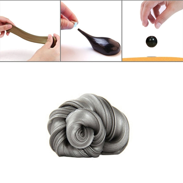 DIY Plasticine Slime Magnetic Rubber Mud Stress Reducer Anti-Anxiety Bouncing Putty Magic Clay Education Toy for Kids and Adults, Big Iron Box Size: 8x2.5cm(Silver)