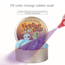 UV Discoloration Mud DIY Plasticine Slime Stress Reducer Anti-Anxiety Toy Bouncing Putty Magic Clay Education Toys for Kids and Adults, Iron Box Size: 8x2.5cm(Blue)