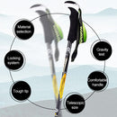 KODENOR Outdoor Mountaineering Portable Foldable Carbon Fibre Straight Handle Alpenstocks Trekking Poles, Length : 63-135CM (Black+green)