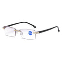 Rimless Anti Blue-ray Blue Film Lenses Presbyopic Glasses, +3.50D(Black)