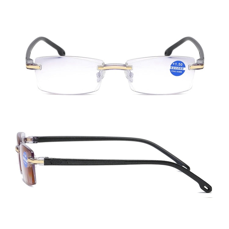 Rimless Anti Blue-ray Blue Film Lenses Presbyopic Glasses, +3.50D(Black)