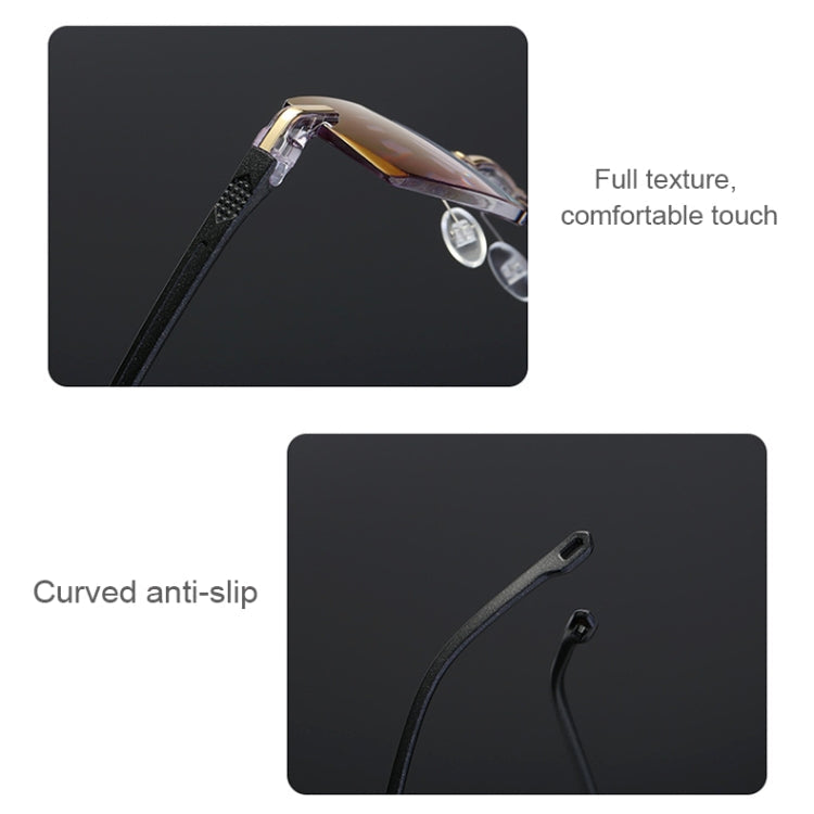 Rimless Anti Blue-ray Blue Film Lenses Presbyopic Glasses, +3.50D(Black)