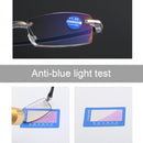 Rimless Anti Blue-ray Blue Film Lenses Presbyopic Glasses, +3.50D(Black)