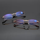 Rimless Anti Blue-ray Blue Film Lenses Presbyopic Glasses, +2.50D(Brown)