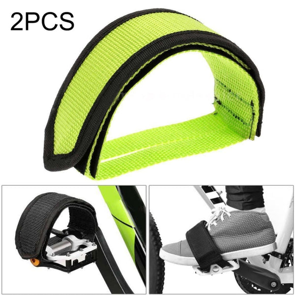 2 PCS Bicycle Pedals Bands Feet Set With Anti-slip Straps Beam Foot(Yellow)