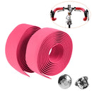 TOSEEK 1 Pair New Cycling Road Bike Sports Bicycle Cork Handlebar Tape Wrap + 2 Bar Plug(Pink)