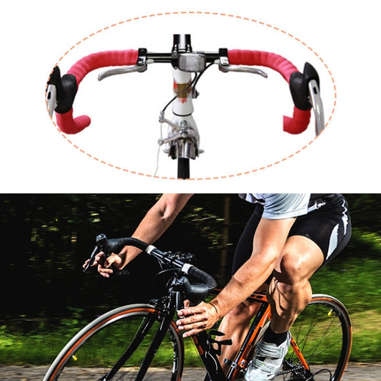 1 Pair TOSEEK New Cycling Road Bike Sports Bicycle Cork Handlebar Tape Wrap + 2 Bar Plug(Red)