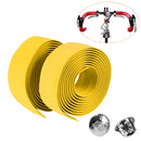 1 Pair TOSEEK New Cycling Road Bike Sports Bicycle Cork Handlebar Tape Wrap + 2 Bar Plug(Yellow)
