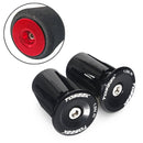 TOSEEK 1 Pair Mountain Bike Handlebar Grips Caps End Plug Aluminum Alloy Bicycle Bar Ends Plug (Black)