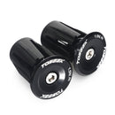 TOSEEK 1 Pair Mountain Bike Handlebar Grips Caps End Plug Aluminum Alloy Bicycle Bar Ends Plug (Black)