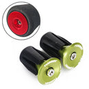 TOSEEK 1 Pair Mountain Bike Handlebar Grips Caps End Plug Aluminum Alloy Bicycle Bar Ends Plug (Green)