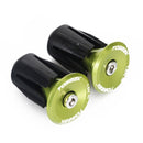 TOSEEK 1 Pair Mountain Bike Handlebar Grips Caps End Plug Aluminum Alloy Bicycle Bar Ends Plug (Green)