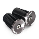 TOSEEK 1 Pair Mountain Bike Handlebar Grips Caps End Plug Aluminum Alloy Bicycle Bar Ends Plug (Grey)