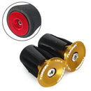 TOSEEK 1 Pair Mountain Bike Handlebar Grips Caps End Plug Aluminum Alloy Bicycle Bar Ends Plug (Gold)