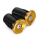 TOSEEK 1 Pair Mountain Bike Handlebar Grips Caps End Plug Aluminum Alloy Bicycle Bar Ends Plug (Gold)