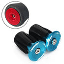 TOSEEK 1 Pair Mountain Bike Handlebar Grips Caps End Plug Aluminum Alloy Bicycle Bar Ends Plug (Blue)