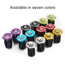 TOSEEK 1 Pair Mountain Bike Handlebar Grips Caps End Plug Aluminum Alloy Bicycle Bar Ends Plug (Blue)