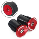 TOSEEK 1 Pair Mountain Bike Handlebar Grips Caps End Plug Aluminum Alloy Bicycle Bar Ends Plug (Red)