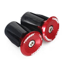 TOSEEK 1 Pair Mountain Bike Handlebar Grips Caps End Plug Aluminum Alloy Bicycle Bar Ends Plug (Red)