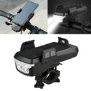 Multifunction 4 in 1 Phone Holder Bicycle Bell Power Bank Cycling Lamp Flashlight(Black)