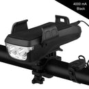Multifunction 4 in 1 Phone Holder Bicycle Bell Power Bank Cycling Lamp Flashlight(Black)
