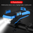 Multifunction 4 in 1 Phone Holder Bicycle Bell Power Bank Cycling Lamp Flashlight(Black)