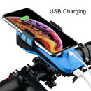 Multifunction 4 in 1 Phone Holder Bicycle Bell Power Bank Cycling Lamp Flashlight(Black)