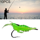 10 PCS 4cm Fishing Soft Artificial Shrimp Bait Lures Popper Poper Baits with Hook (Green)