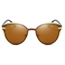 P0824 Women Fashion Retro Round Metal Frame UV400 Polarized Sunglasses(Brown)