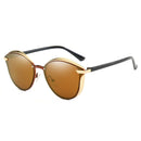 P0824 Women Fashion Retro Round Metal Frame UV400 Polarized Sunglasses(Brown)