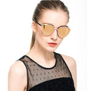 P0824 Women Fashion Retro Round Metal Frame UV400 Polarized Sunglasses(Brown)