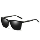 Men Retro Fashion Aluminum Magnesium Frame UV400 Polarized Sunglasses (Black + Grey)