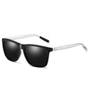 Men Retro Fashion Aluminum Magnesium Frame UV400 Polarized Sunglasses (Black Silver+ Grey)