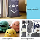 Home Quilt Clothes Travel Nylon Draw Cord Smile Face Pattern Arrange Storage Bag (Grey)