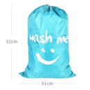 Home Quilt Clothes Travel Nylon Draw Cord Smile Face Pattern Arrange Storage Bag (Blue)