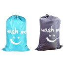 Home Quilt Clothes Travel Nylon Draw Cord Smile Face Pattern Arrange Storage Bag (Blue)