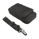 Outdoor Phone Carrying Case Pouch Nylon Crossbody Shoulder Waist Belt Wallet Bag with Carabiner, For iPhone 8 Plus / 7 Plus, Galaxy Note 8, Huawei P10, and other Smartphones Below 7 inch(Black)