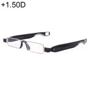 Portable Folding 360 Degree Rotation Presbyopic Reading Glasses with Pen Hanging, +1.50D(Black)