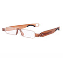 Portable Folding 360 Degree Rotation Presbyopic Reading Glasses with Pen Hanging, +1.50D(Brown)