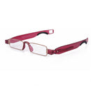 Portable Folding 360 Degree Rotation Presbyopic Reading Glasses with Pen Hanging, +2.50D(Wine Red)
