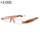 Portable Folding 360 Degree Rotation Presbyopic Reading Glasses with Pen Hanging, +3.00D(Brown)