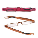 Portable Folding 360 Degree Rotation Presbyopic Reading Glasses with Pen Hanging, +3.50D(Wine Red)